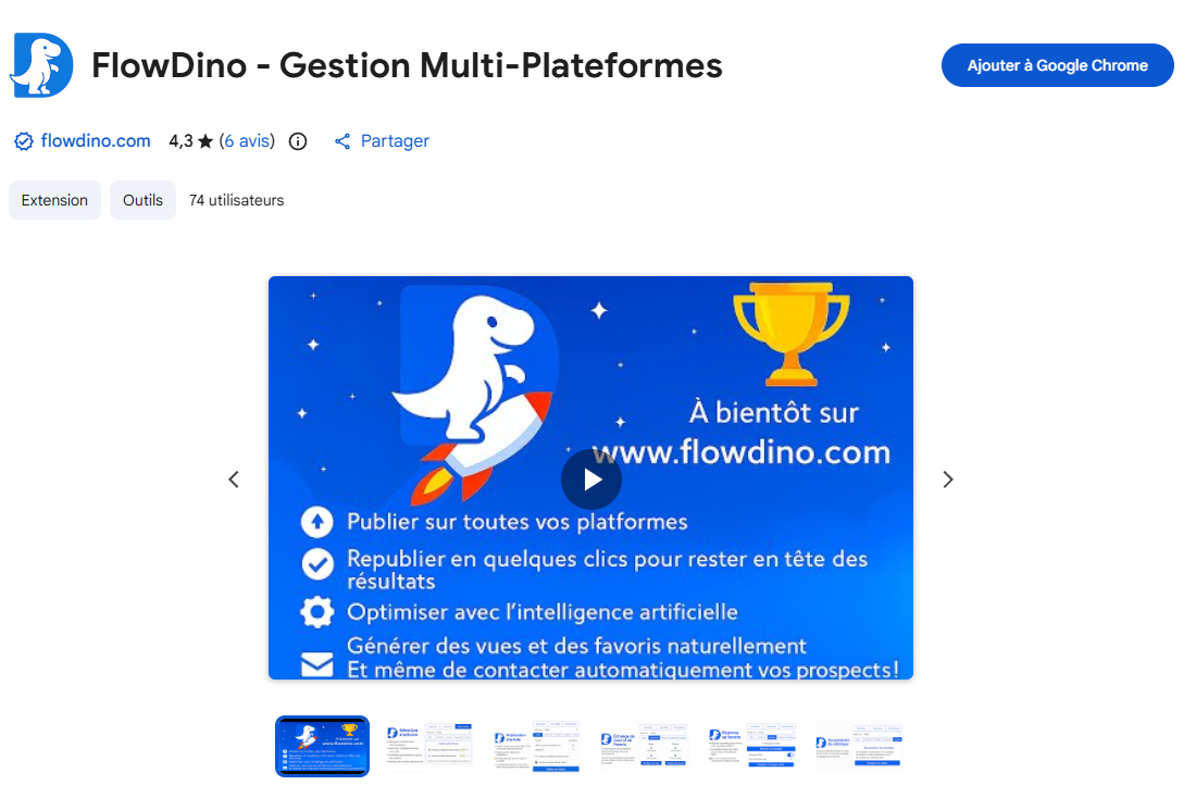 Installation de l'extension Chrome FlowDino