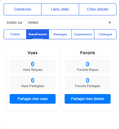 Zone des vues et favoris